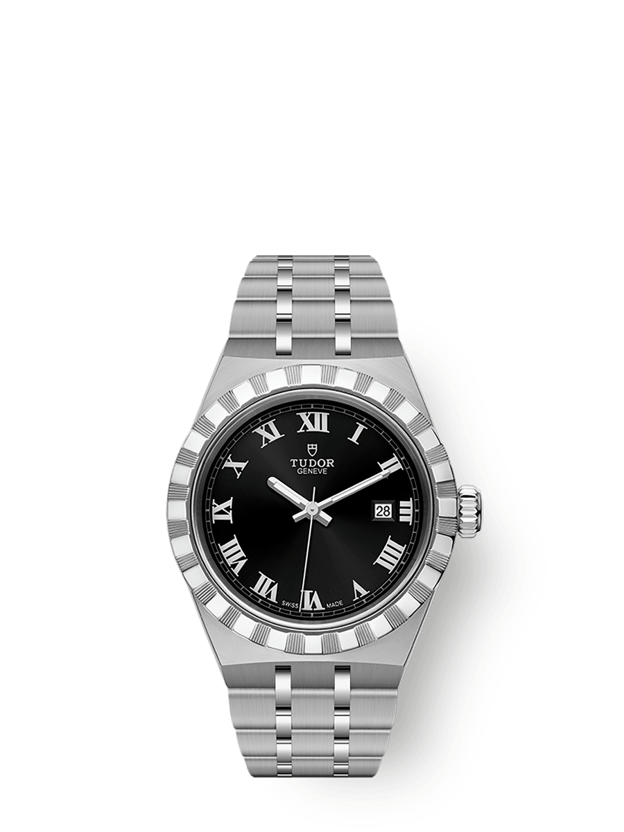 Tudor Royal Date 28 Stainless Steel / Black - Roman — Ref. 28300