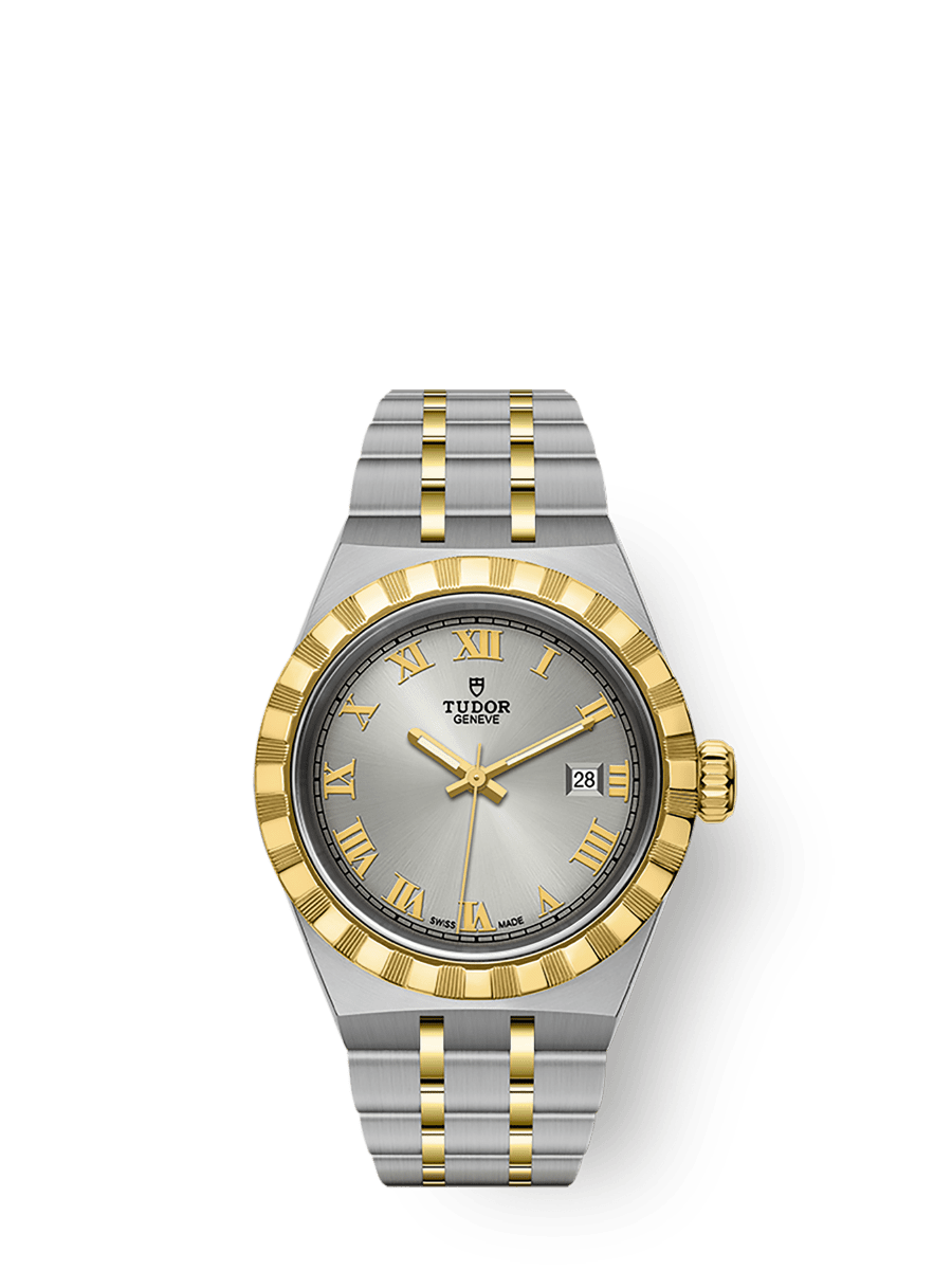 Tudor Royal Date 28 Stainless Steel / Yellow Gold / Silver - Roman — Ref. 28303