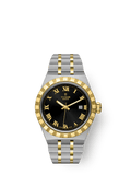 Tudor Royal Date 28 Stainless Steel / Yellow Gold / Black - Roman — Ref. 28303