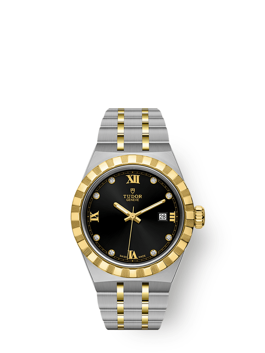 Tudor Royal Date 28 Stainless Steel / Yellow Gold / Black - Diamond — Ref. 28303