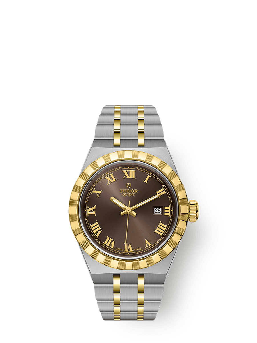 Tudor Royal Date 28 Stainless Steel / Yellow Gold / Chocolate - Roman — Ref. 28303
