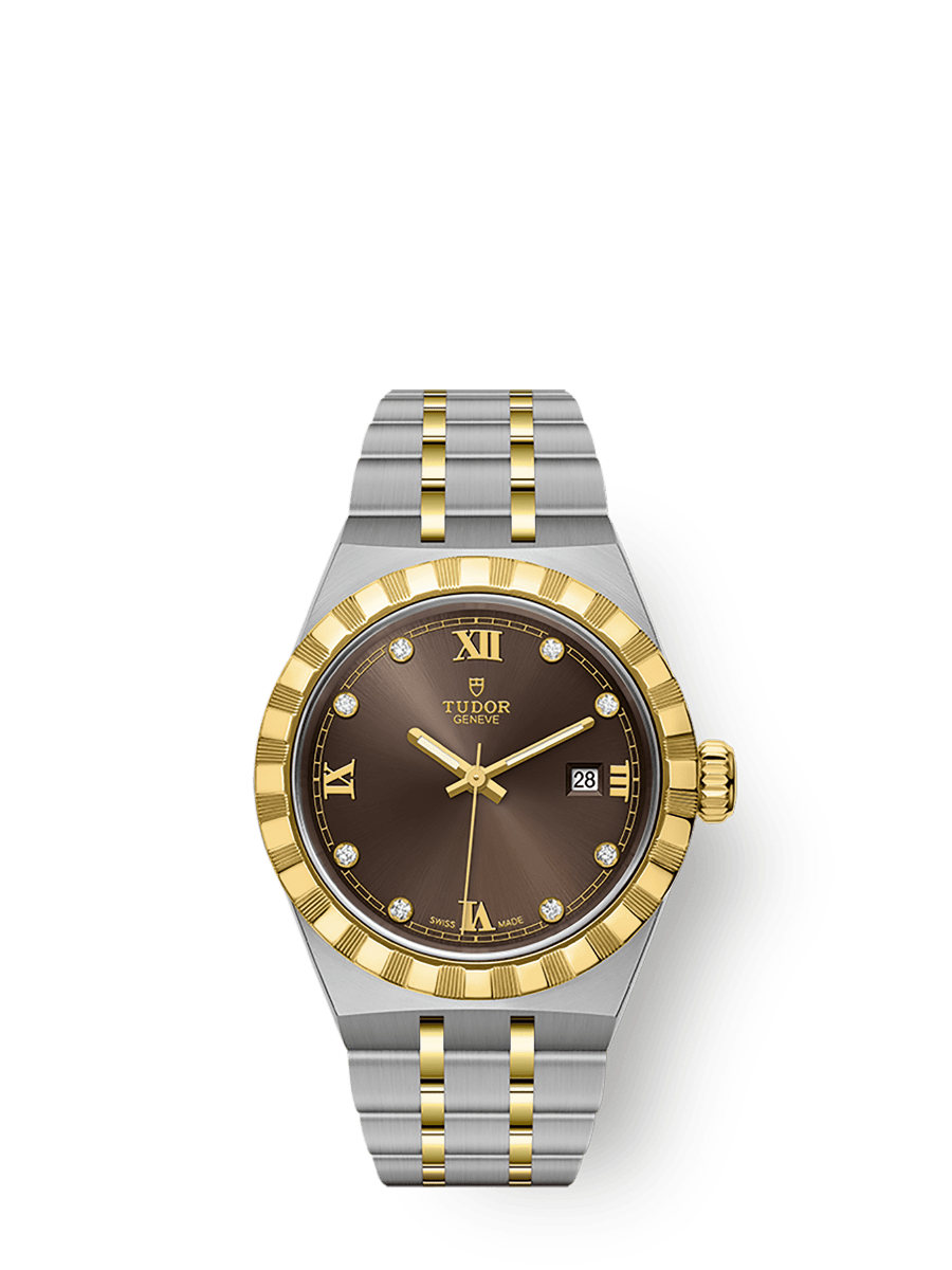 Tudor Royal Date 28 Stainless Steel / Yellow Gold / Chocolate - Diamond — Ref. 28303