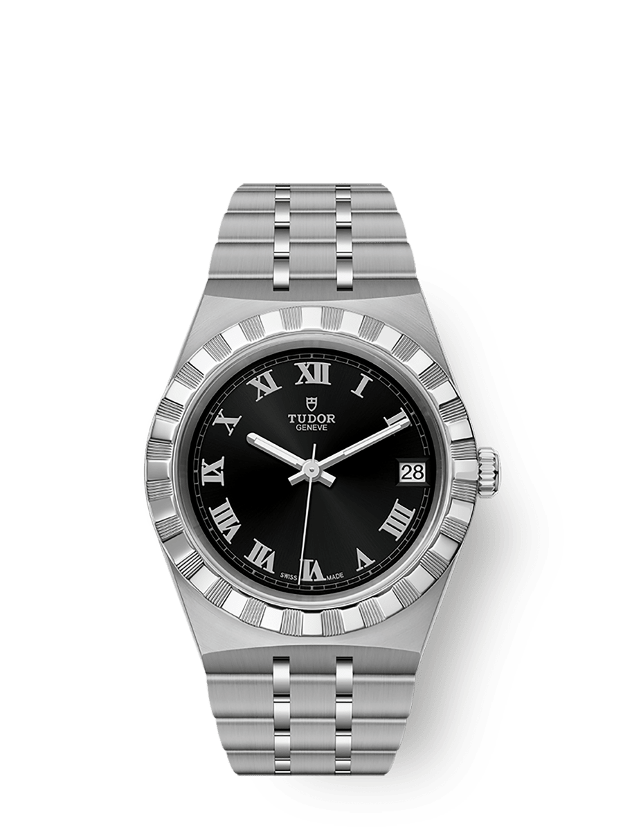 Tudor Royal Date 34 Stainless Steel / Black - Roman — Ref. 28400