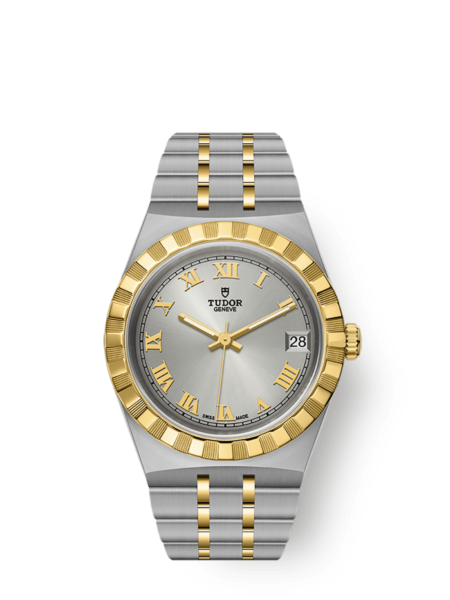 Tudor Royal Date 34 Stainless Steel / Yellow Gold / Silver - Roman — Ref. 28403