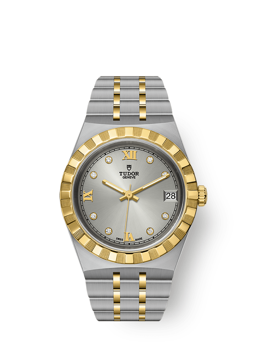 Tudor Royal Date 34 Stainless Steel / Yellow Gold / Silver - Diamond — Ref. 28403