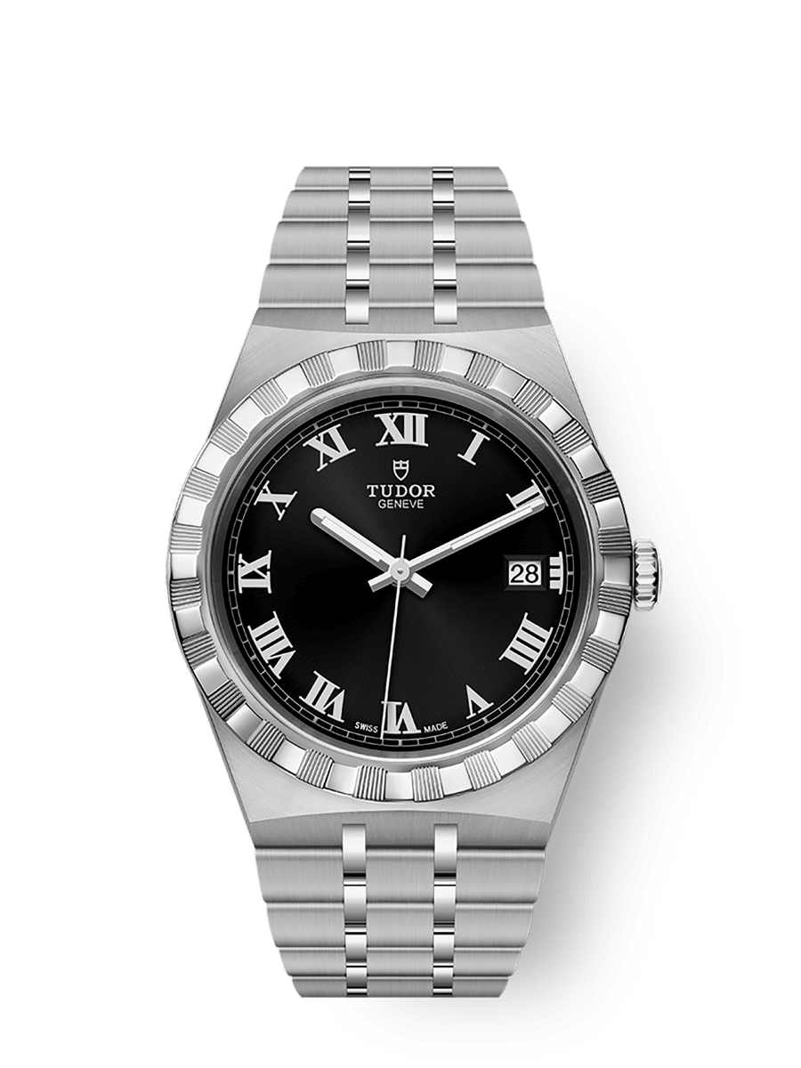 Tudor Royal Date 38 Stainless Steel / Black - Roman — Ref. 28500