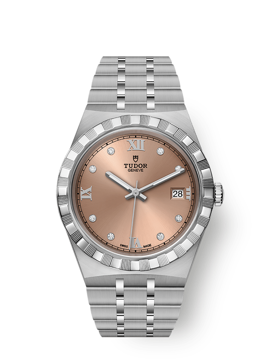 Tudor Royal Date 38 Stainless Steel / Salmon - Diamond — Ref. 28500