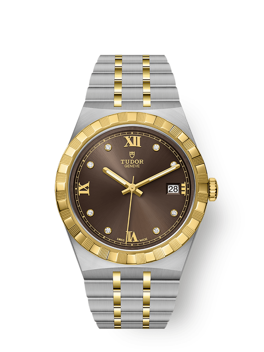 Tudor Royal Date 38 Stainless Steel / Yellow Gold / Chocolate - Diamond — Ref. 28503
