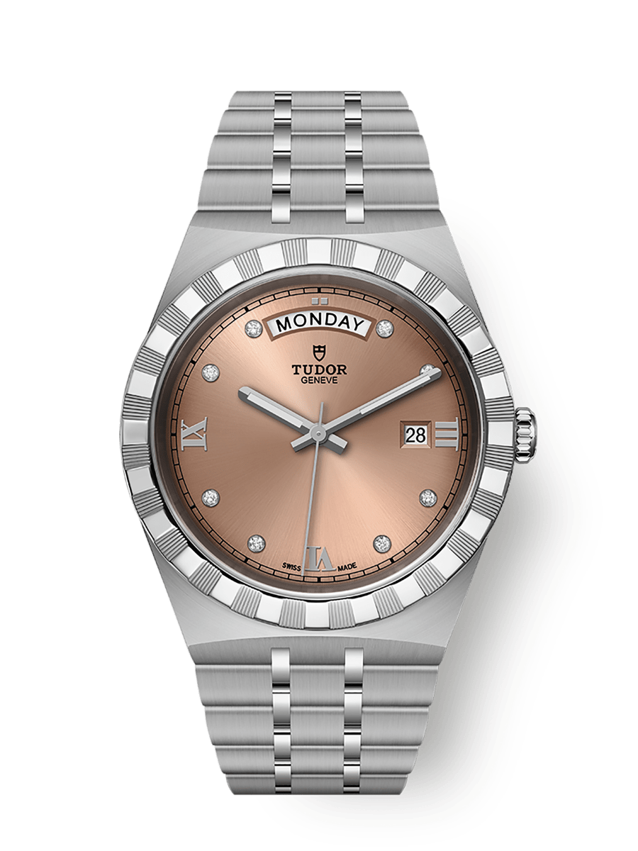 Tudor Royal Day-Date 41 Stainless Steel / Salmon - Diamond — Ref. 28600