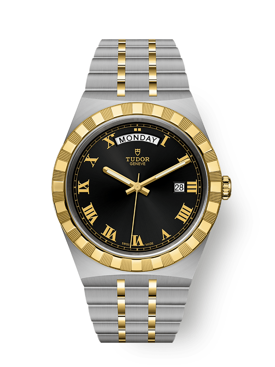 Tudor Royal Day-Date 41 Stainless Steel / Yellow Gold / Black - Roman — Ref. 28603