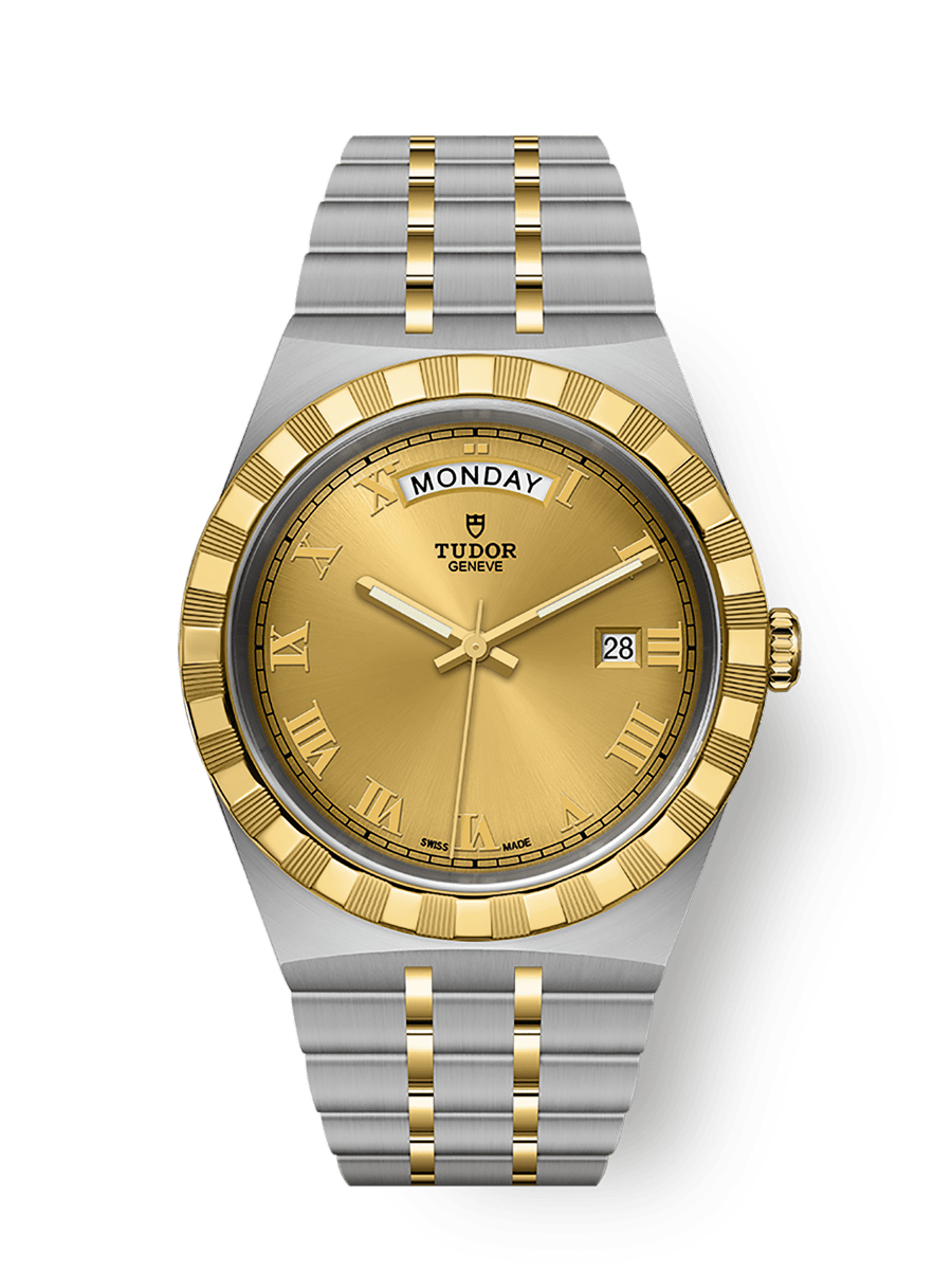 Tudor Royal Day-Date 41 Stainless Steel / Yellow Gold / Champagne - Roman — Ref. 28603