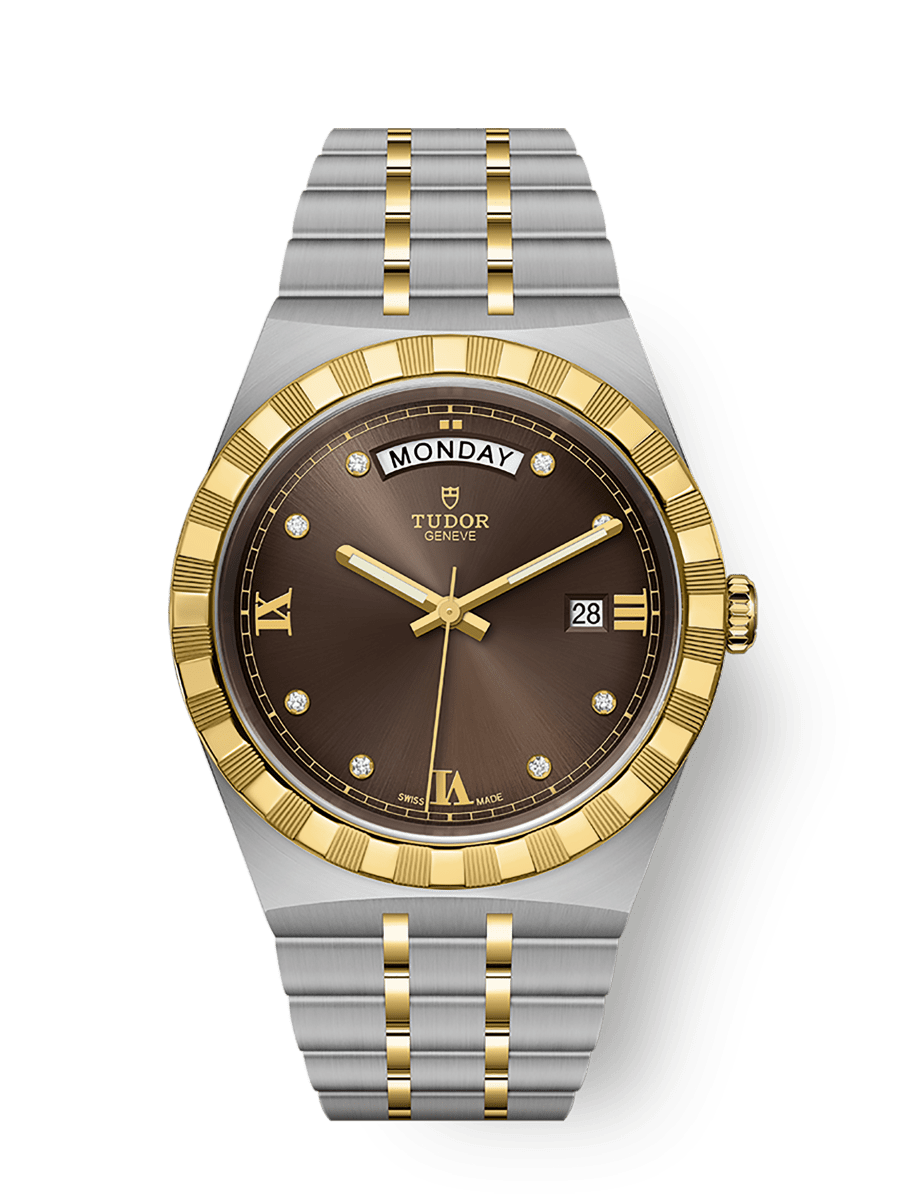 Tudor Royal Day-Date 41 Stainless Steel / Yellow Gold / Chocolate - Diamond — Ref. 28603