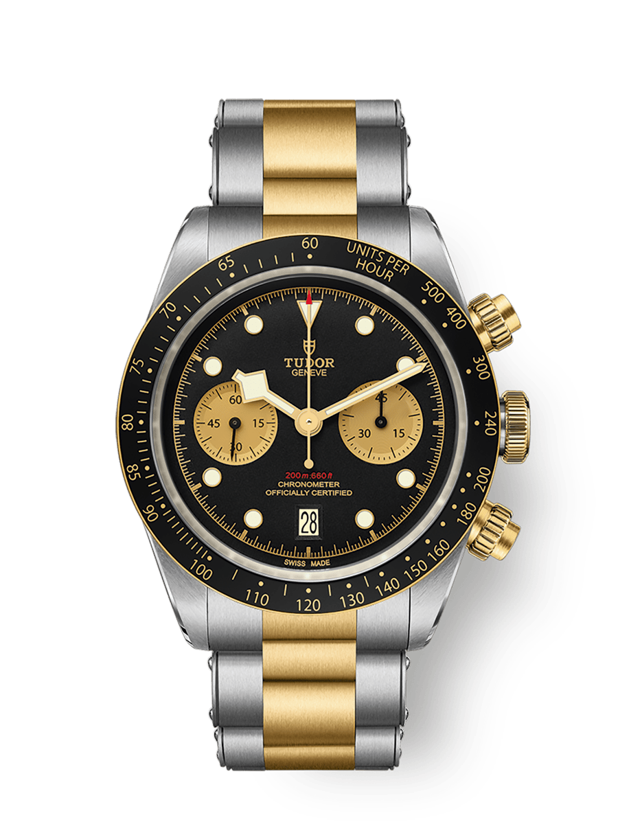 Tudor Heritage Black Bay Chronograph S&G / Black / Bracelet — Ref. 79363N
