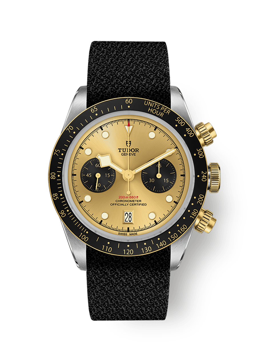 Tudor Heritage Black Bay Chronograph S&G / Champagne / Textile — Ref. 79363N