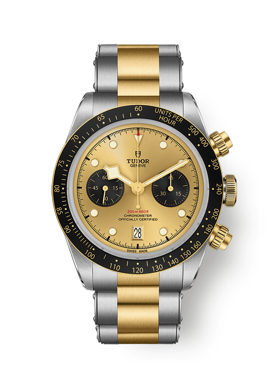 Tudor Heritage Black Bay Chronograph S&G / Champagne / Bracelet — Ref. 79363N