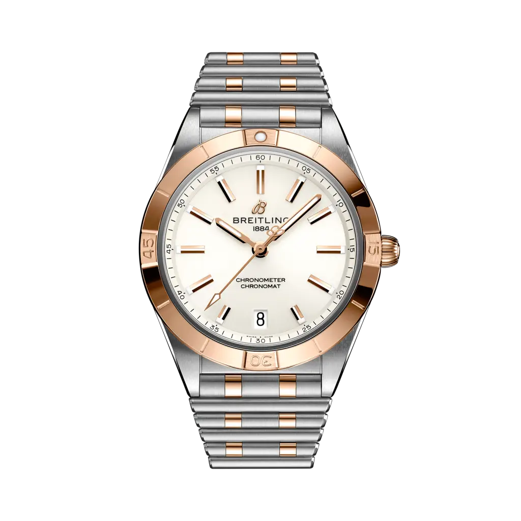 Breitling Chronomat Automatic 36 Stainless Steel / Red Gold / White / Rouleaux — Ref. U10380101A1U1