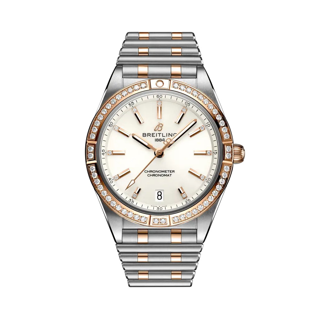 Breitling Chronomat Automatic 36 Stainless Steel / Red Gold - Diamond / White / Rouleaux — Ref. U10380591A1U1