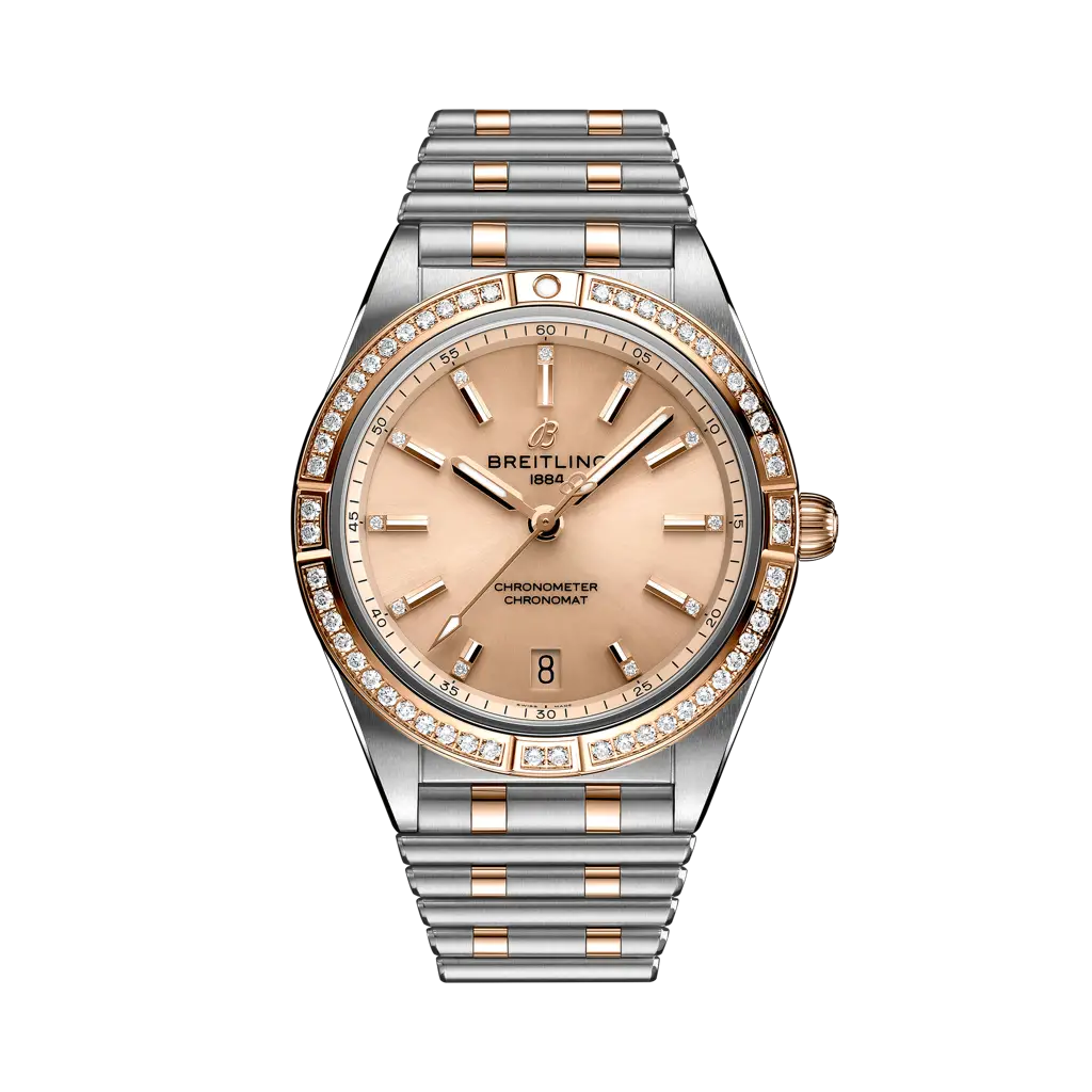 Breitling Chronomat Automatic 36 Stainless Steel / Red Gold - Diamond / Copper / Rouleaux — Ref. U10380591K1U1