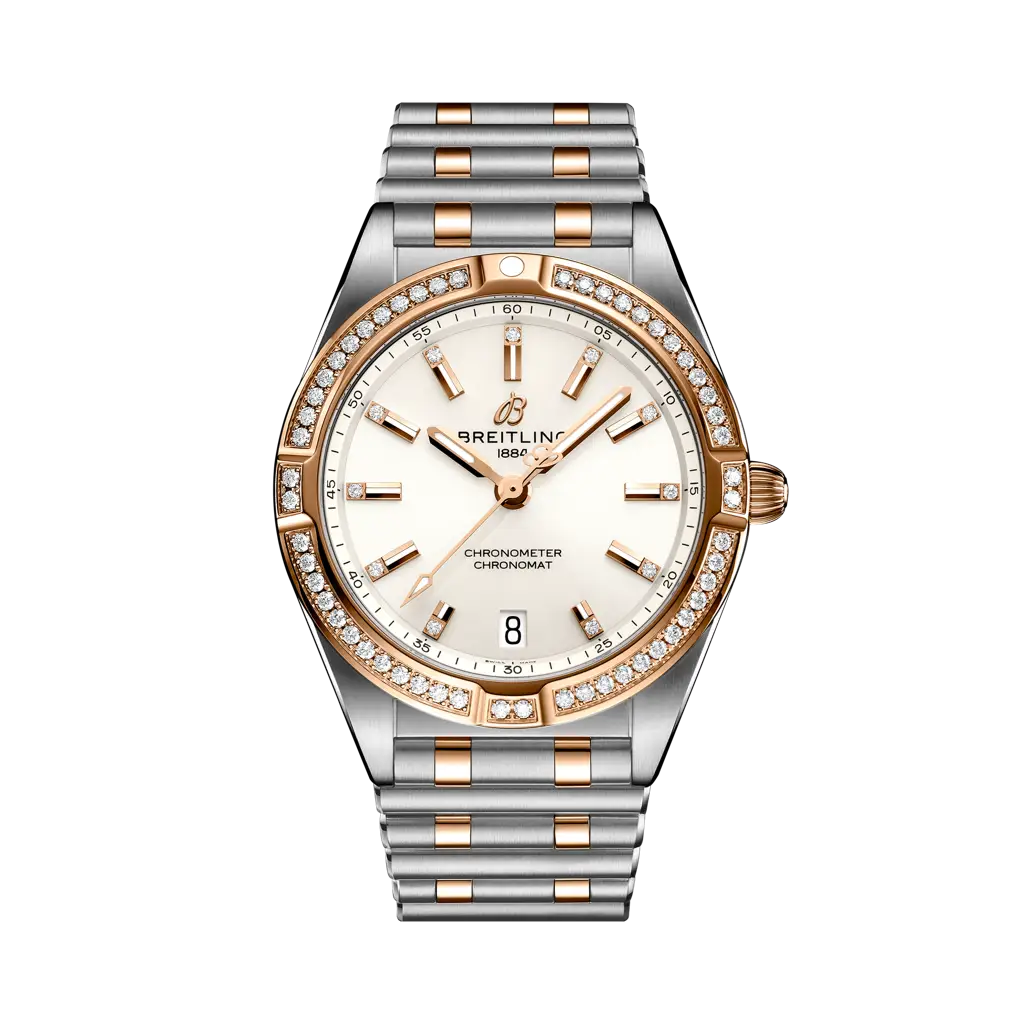 Breitling Chronomat 32 Stainless Steel / Red Gold - Diamond / White / Rouleaux — Ref. U77310591A1U1