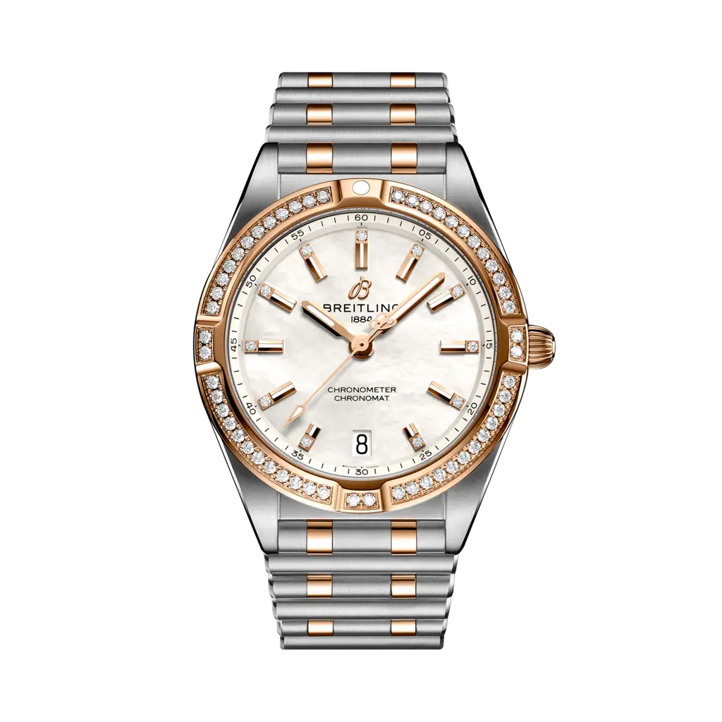 Breitling Chronomat 32 Stainless Steel / Red Gold - Diamond / MOP / Rouleaux / Boutique Edition — Ref. U77310591A2U1