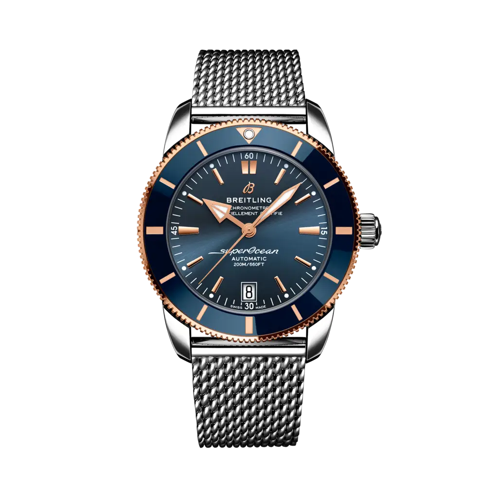 Breitling Superocean Heritage II B20 Automatic 42 Stainless Steel / Red Gold / Blue / Bracelet — Ref. UB2010161C1A1