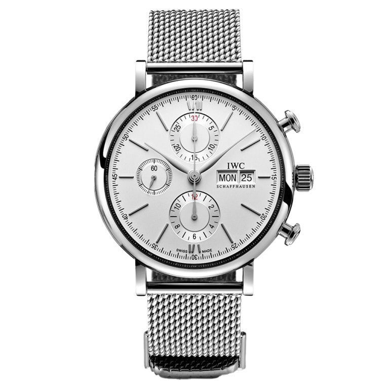 IWC Portofino Chronograph Stainless Steel / Silver / Milanese — Ref. IW391028