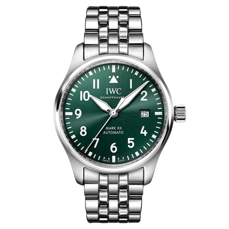 IWC IW3282-06 Pilot's Watch Mark XX Stainless Steel / Green / Bracelet — Ref. IW328206