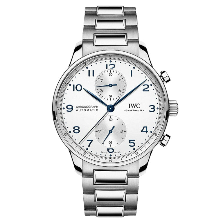 IWC Portugieser Chronograph Stainless Steel / Silver - Blue / Bracelet — Ref. IW371617