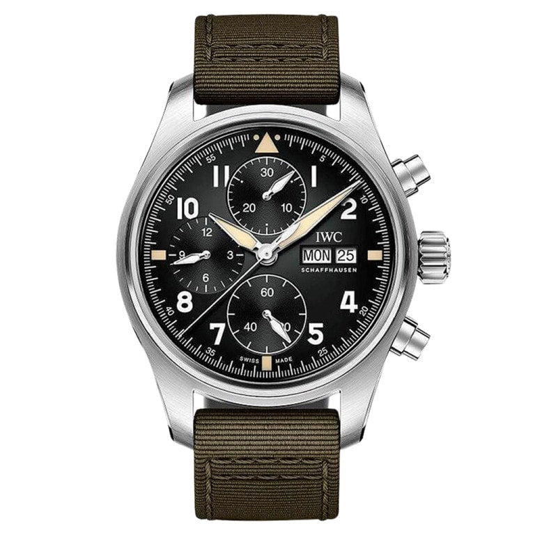 IWC Pilot's Watch Chronograph Spitfire Stainless Steel / Black / Textile — Ref. IW387901