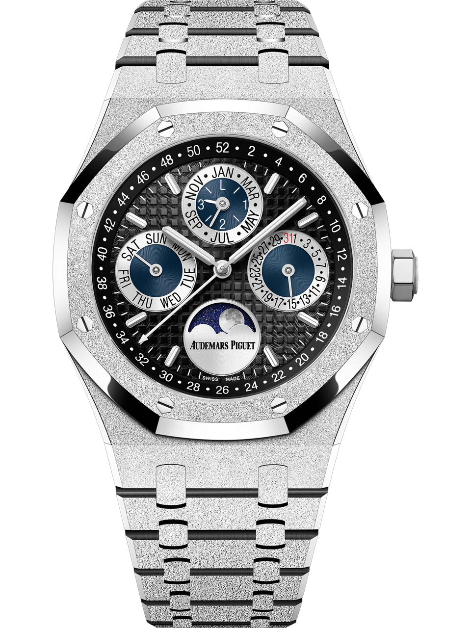 Audemars Piguet — Royal Oak Frosted Gold Perpetual Calendar — White Gold